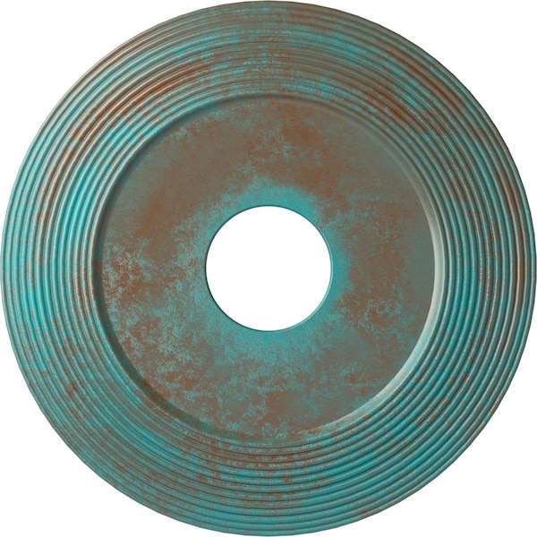 Ekena Millwork Adonis Ceiling Medallion (Canopies up to 10 1/4"), 16 1/8"OD x 3 5/8"ID x 1"P, Copper Green Patina CM16ADCGS - main